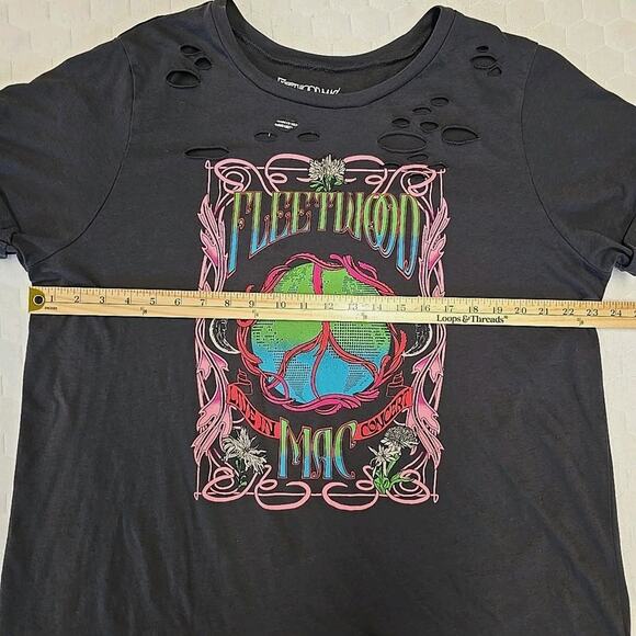 Fleetwood Mac Womens Distressed Graphic T-shirt Sz 2 Gray Colorful Rock Concert - Picture 5 of 6